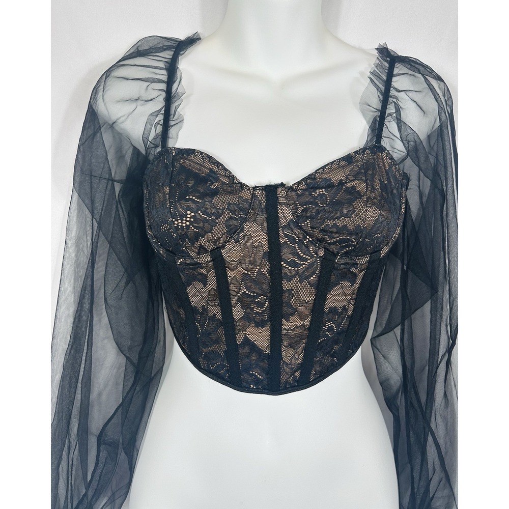 Goth Coquette Basque Corset Top Dark Romantic Regency Size M Whimsigoth Vamp